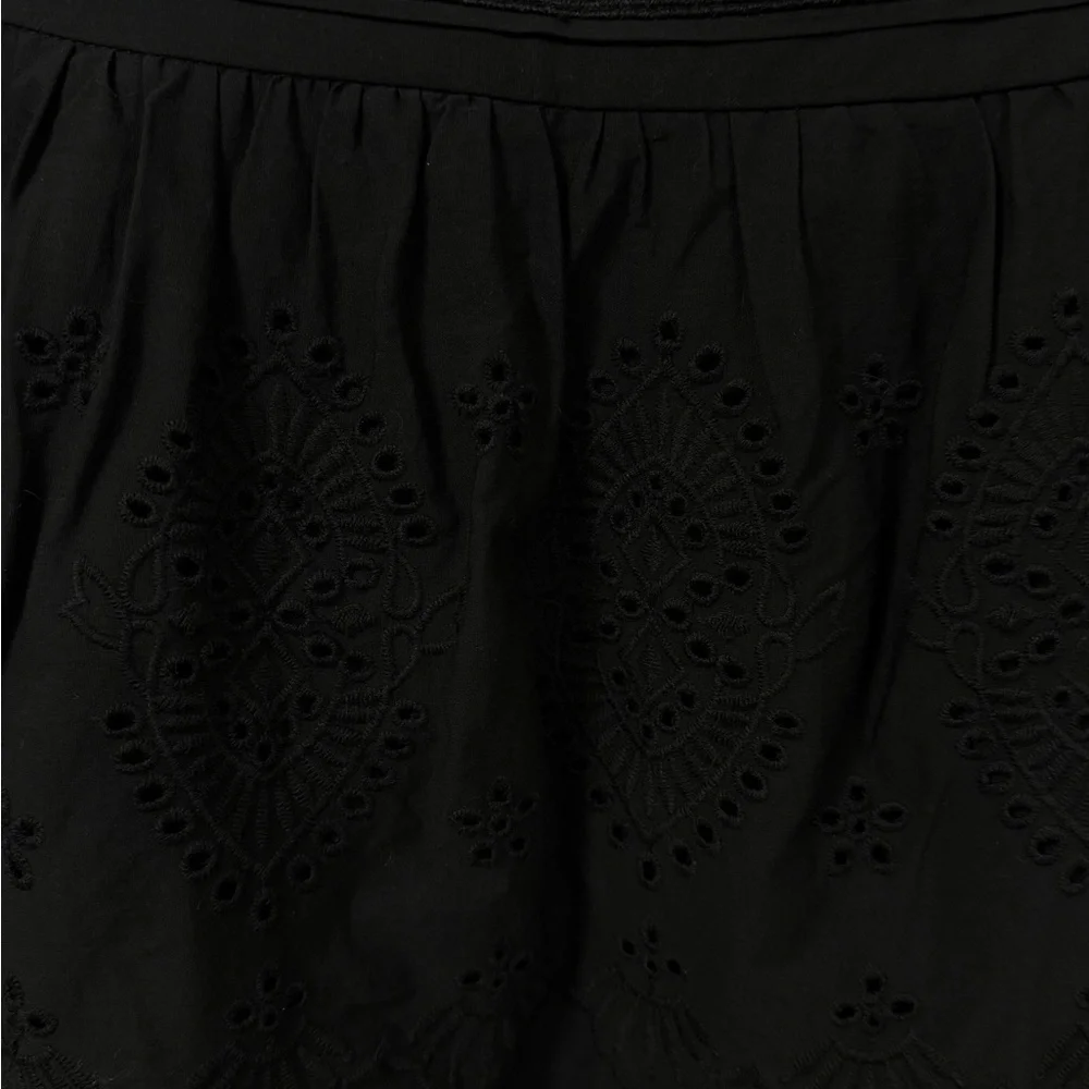 Jason Wu Black Eyelet Midi Skirt Tiered Embroidered Cotton Boho Romantic Size S - Picture 5 of 9